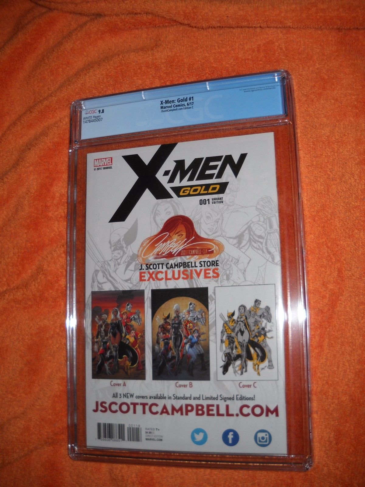 MARVEL COMICS X-MEN GOLD 1 CGC GRADED 9.8 J SCOTT CAMPBELL COVER