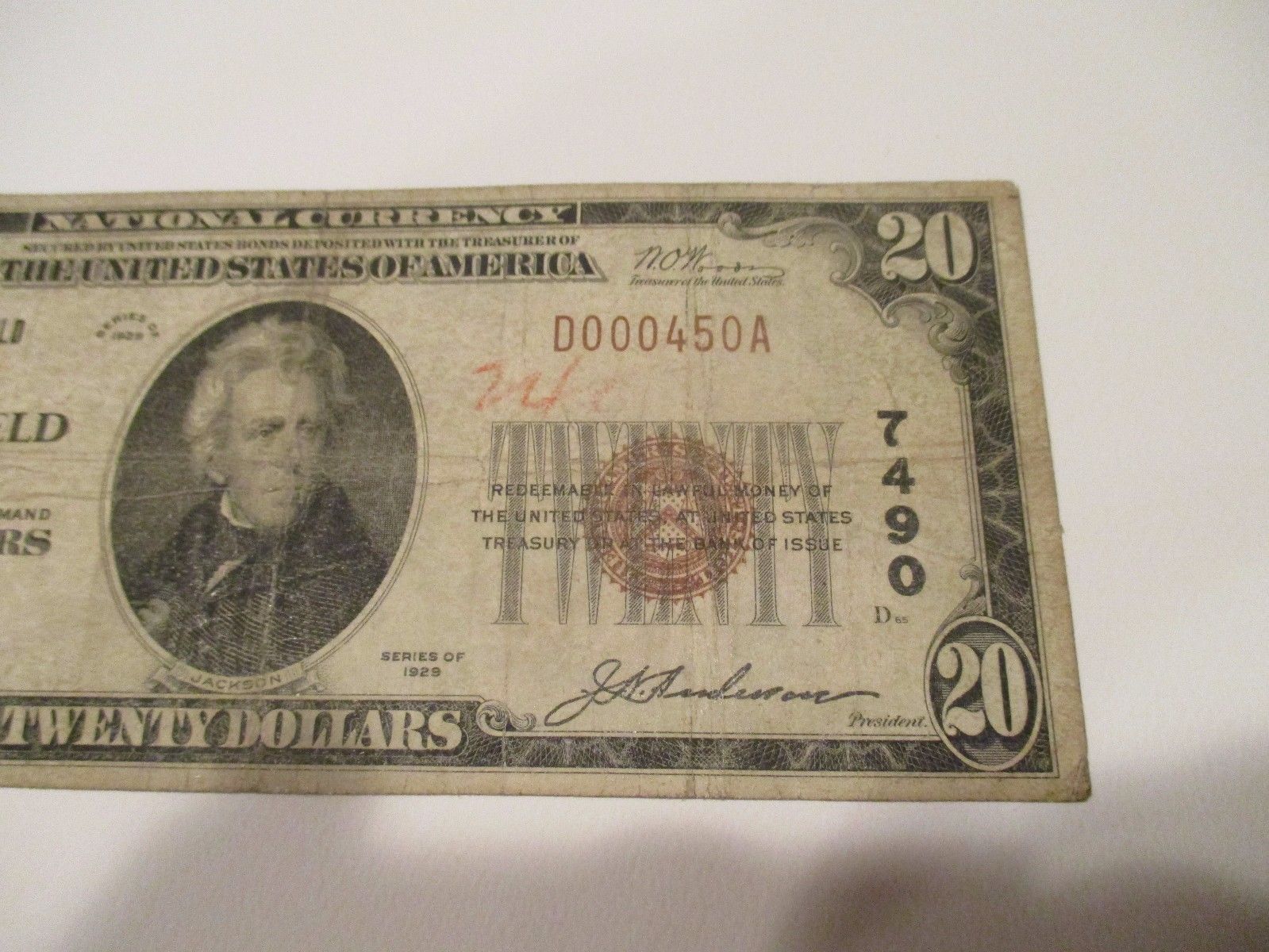 1929 - $20 The Morganfield National Bank of Morganfield, Kentucky – Rare