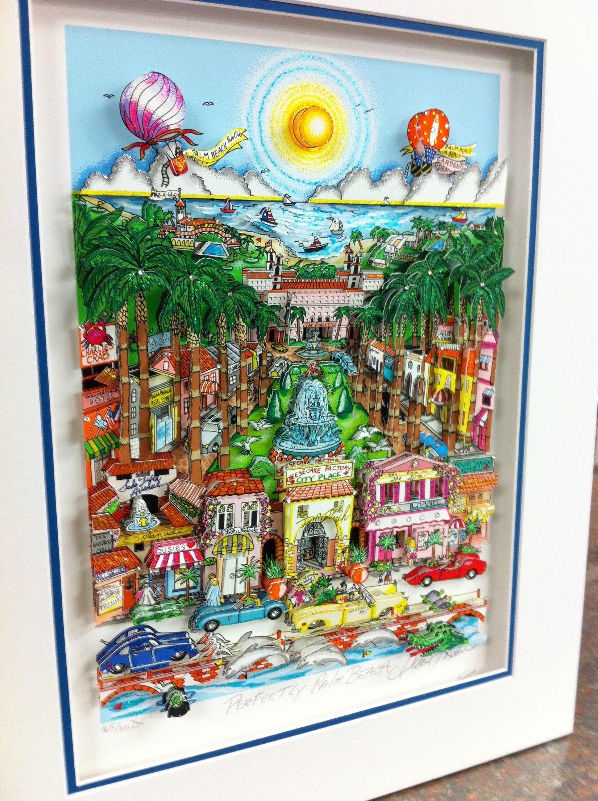 Charles Fazzino " Perfectly Palm Beach " 3-D Art Signed & Number Deluxe Edition