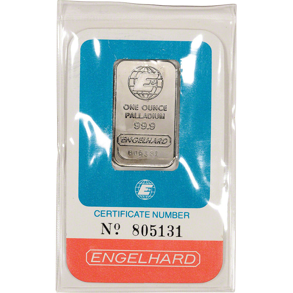 1 oz. Palladium Bar - Engelhard - 99.9 Pure in Vintage Sealed Assay