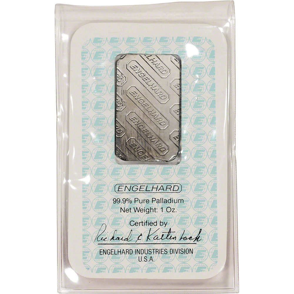 1 oz. Palladium Bar - Engelhard - 99.9 Pure in Vintage Sealed Assay