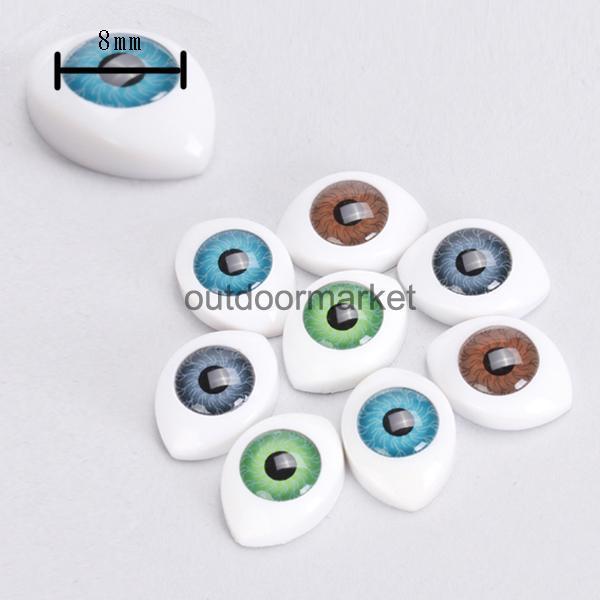 4 Color 8pcs Doll Eyes Oval Hollow Back Eyes for Doll Mask DIY Accessory 8mm