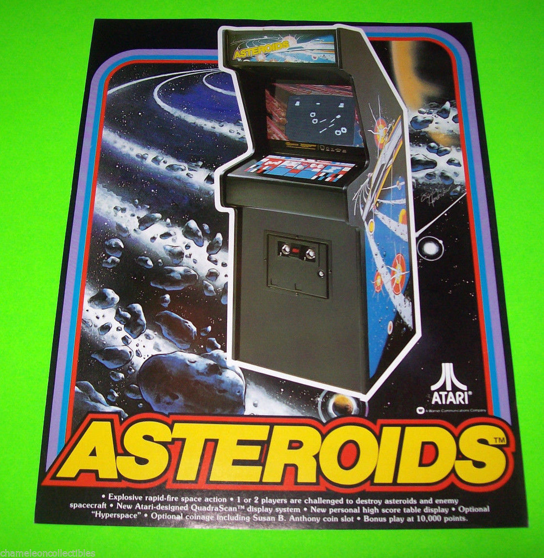 Atari ASTEROIDS Upright 1980 Original NOS Video Arcade Game Promo Sales Flyer