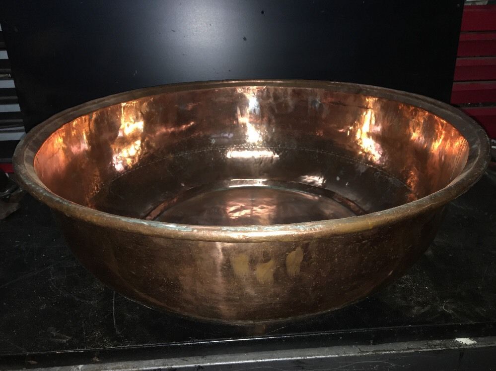 Large Antique Copper Sink Bowl 28" Diameter X 8" Deep