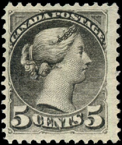 Canada #42 mint F-VF NG 1888 Queen Victoria 5c grey Small Queen CV$190.00