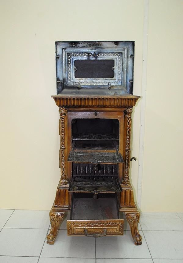 ANTIQUE COOK OVEN STOVE FIREWOOD CAST IRON & PORCELAIN FRANCE FRENCH EARLY XX Th