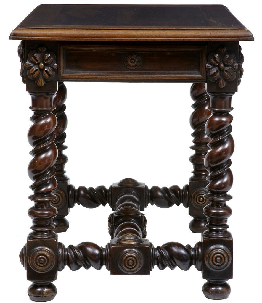 18TH CENTURY FRENCH WALNUT BARLEY TWIST SIDE TABLE