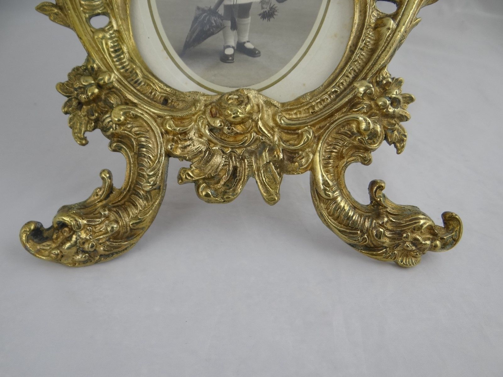 Antique Victorian French Rococo Brass Bronze Picture Frame Cherubs Gargoyles