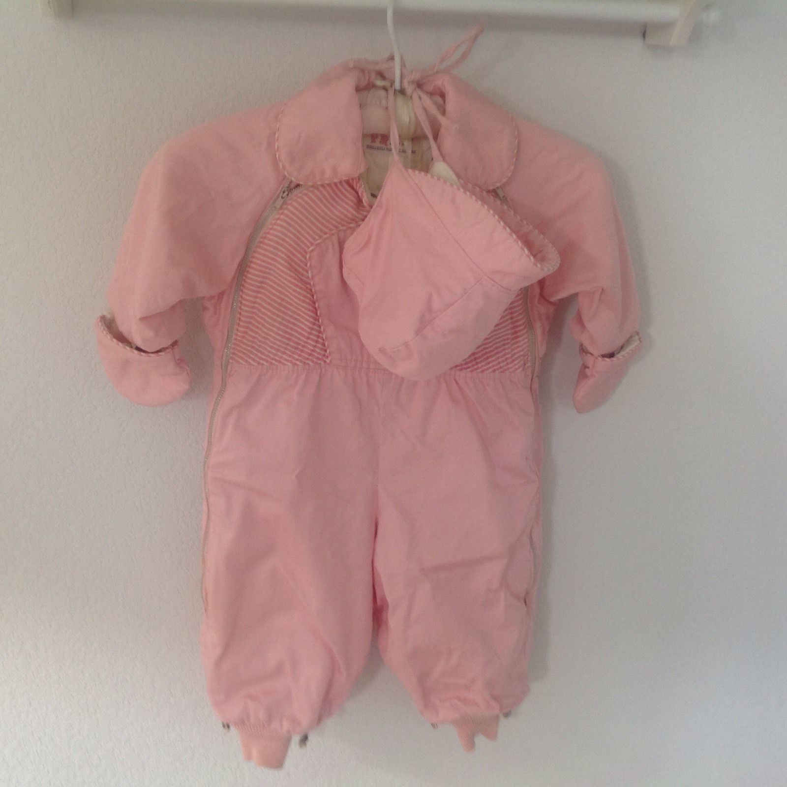 Antique Vintage Pram Baby Pink Snowsuit