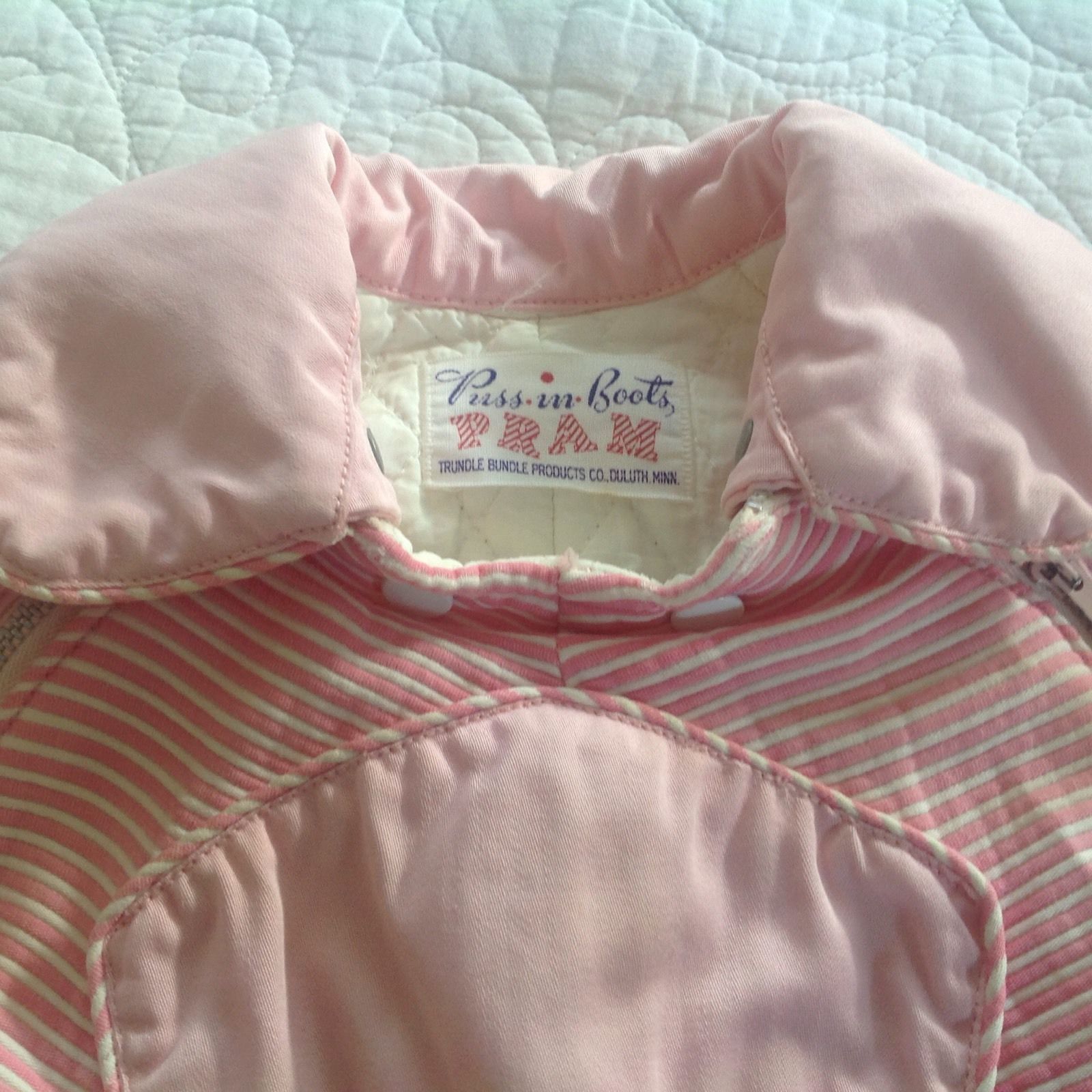 Antique Vintage Pram Baby Pink Snowsuit