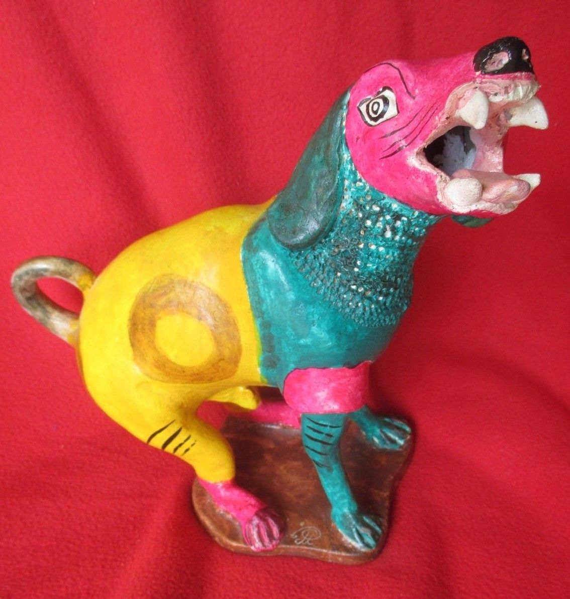 Juan Jose Medrano Ceramic Folk Art Fantastical Colored Dog Creature