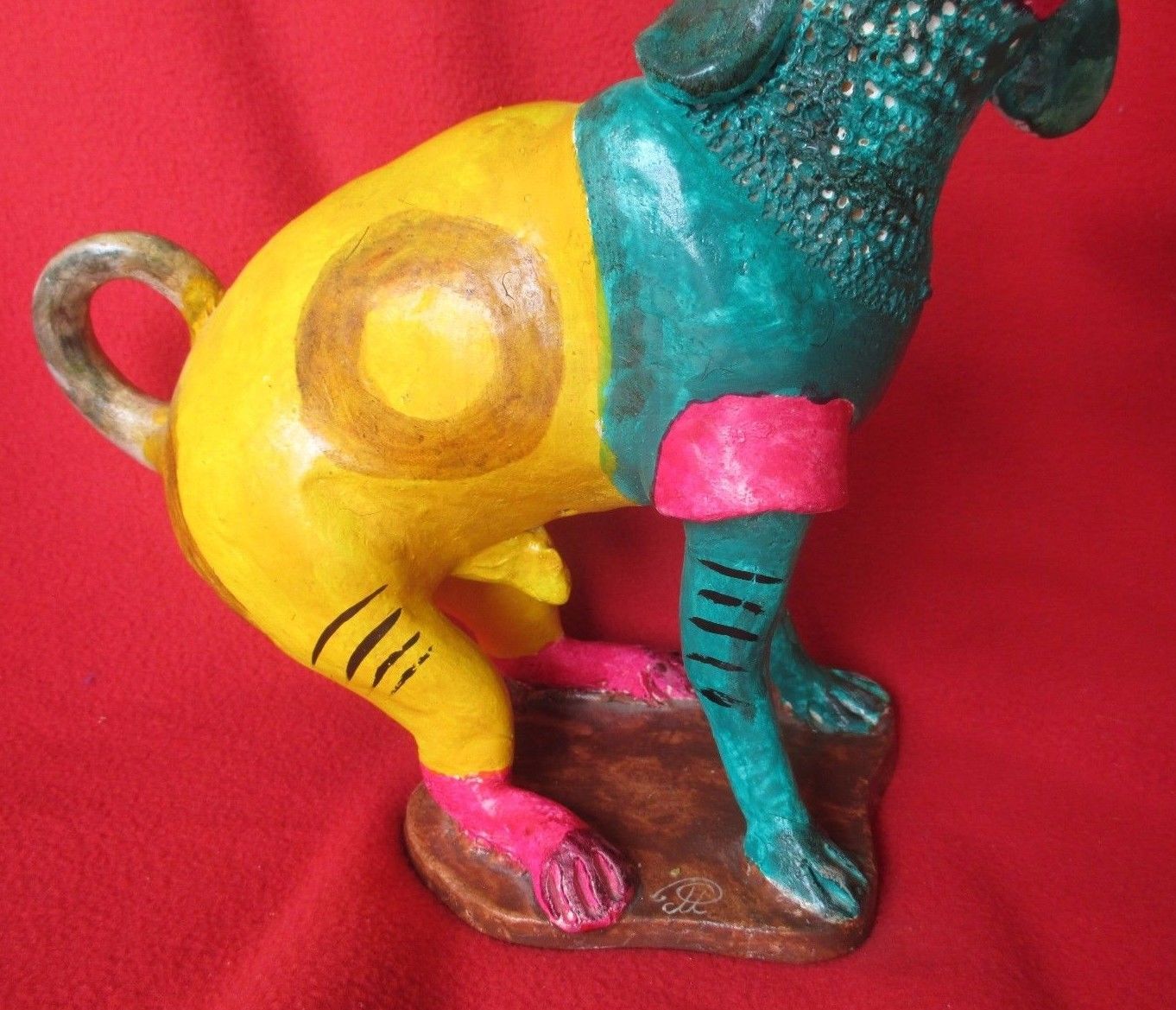 Juan Jose Medrano Ceramic Folk Art Fantastical Colored Dog Creature