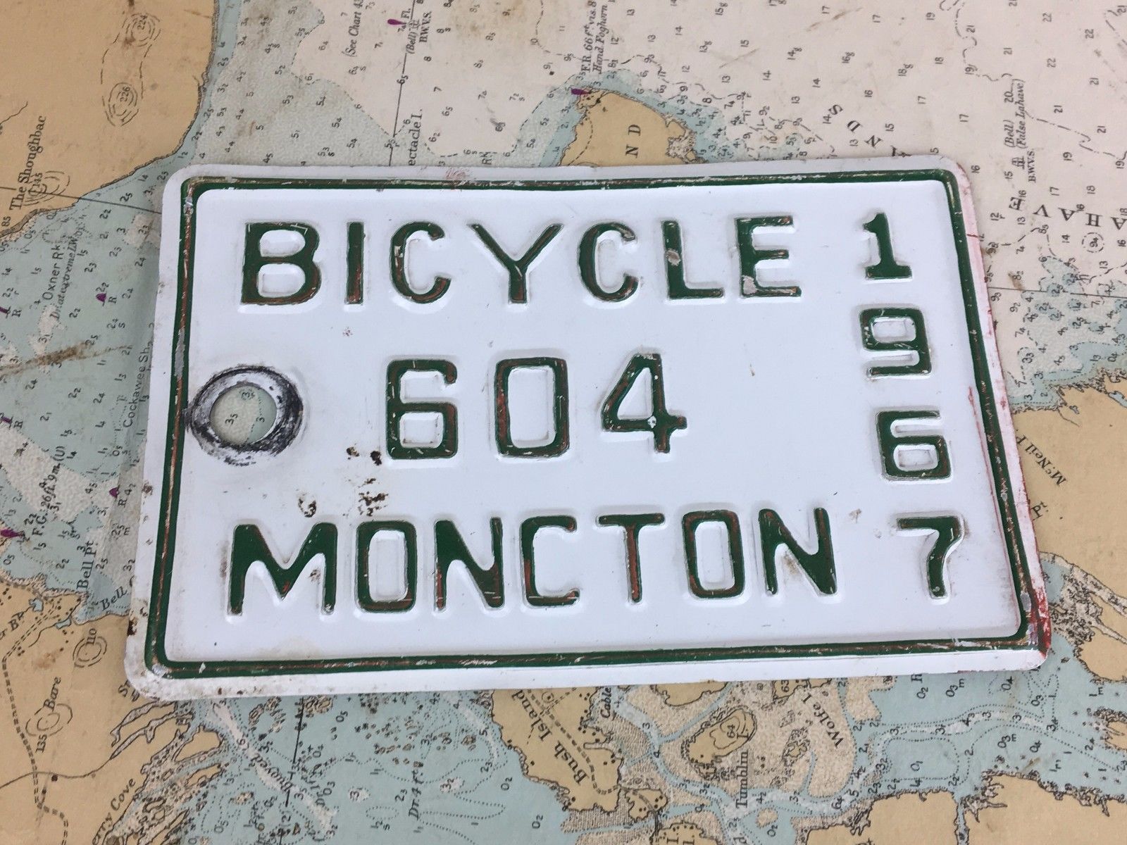 vintage 1967 MONCTON N.B New Brunswick BICYCLE LICENCE PLATE