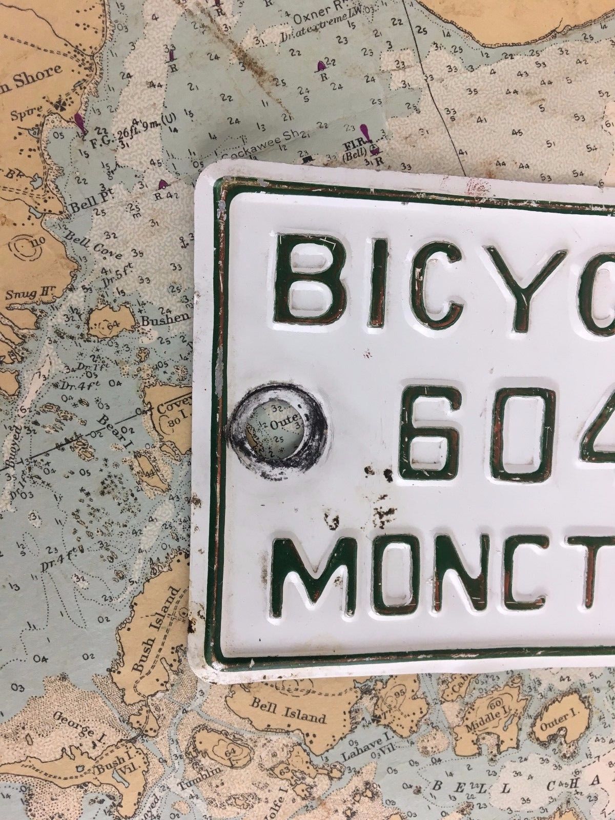 vintage 1967 MONCTON N.B New Brunswick BICYCLE LICENCE PLATE