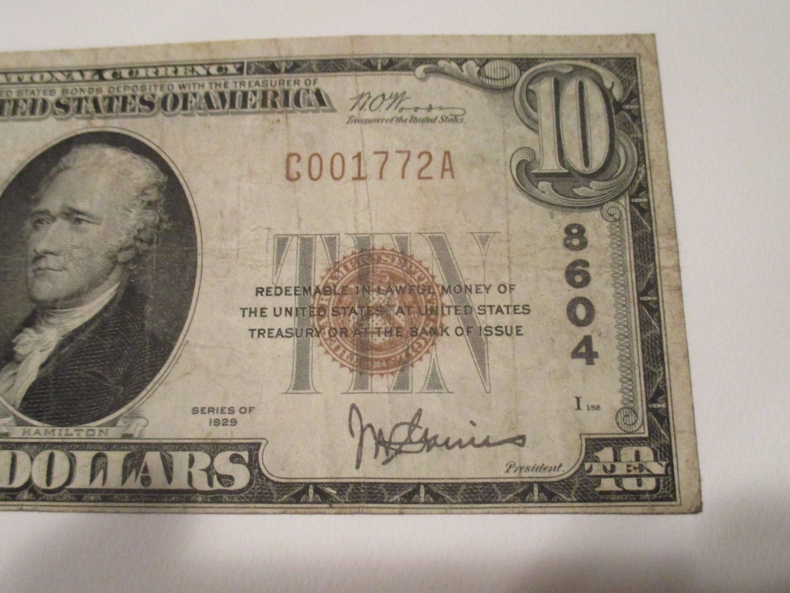 1929 - $10 The Anderson National Bank of Lawrenceburg, Kentucky – Rare