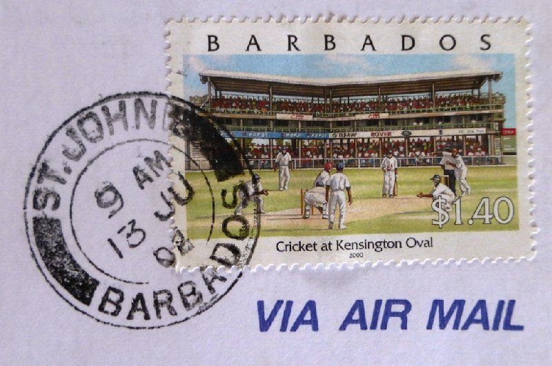 2002 Barbados Postal Stamp Cover to England. A-1251.