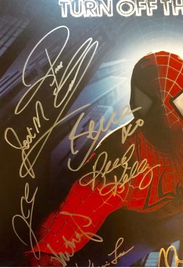 SPIDER-MAN TURN OFF THE DARK BROADWAY CAST SIGNED WINDOW CARD/POSTER!!!