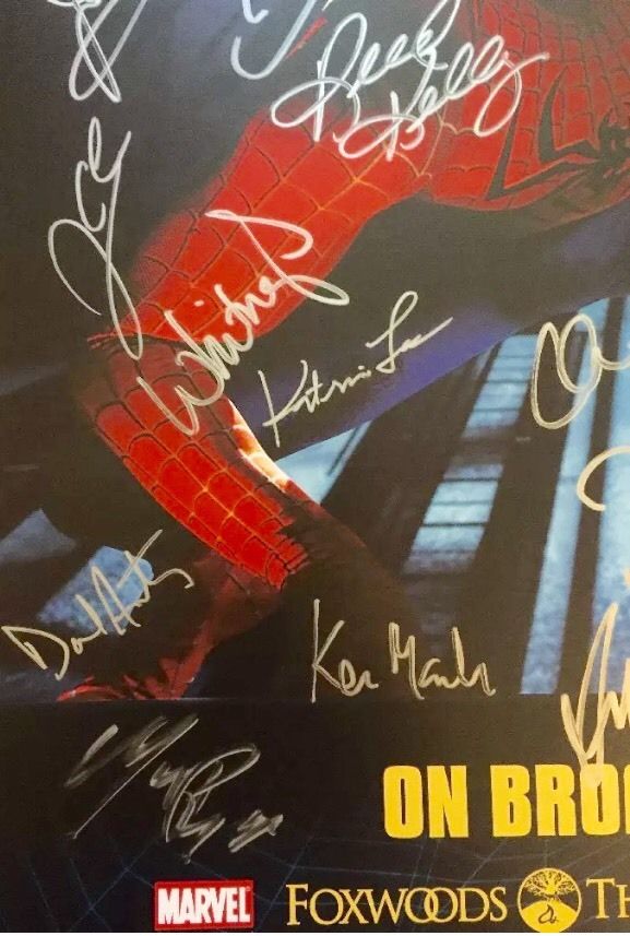 SPIDER-MAN TURN OFF THE DARK BROADWAY CAST SIGNED WINDOW CARD/POSTER!!!