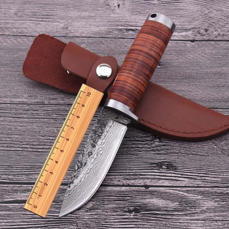 Sharp Fixed blade Hunting Knife Handmade forged Damascus Steel camping knives