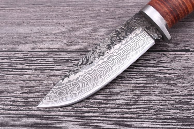 Sharp Fixed blade Hunting Knife Handmade forged Damascus Steel camping knives