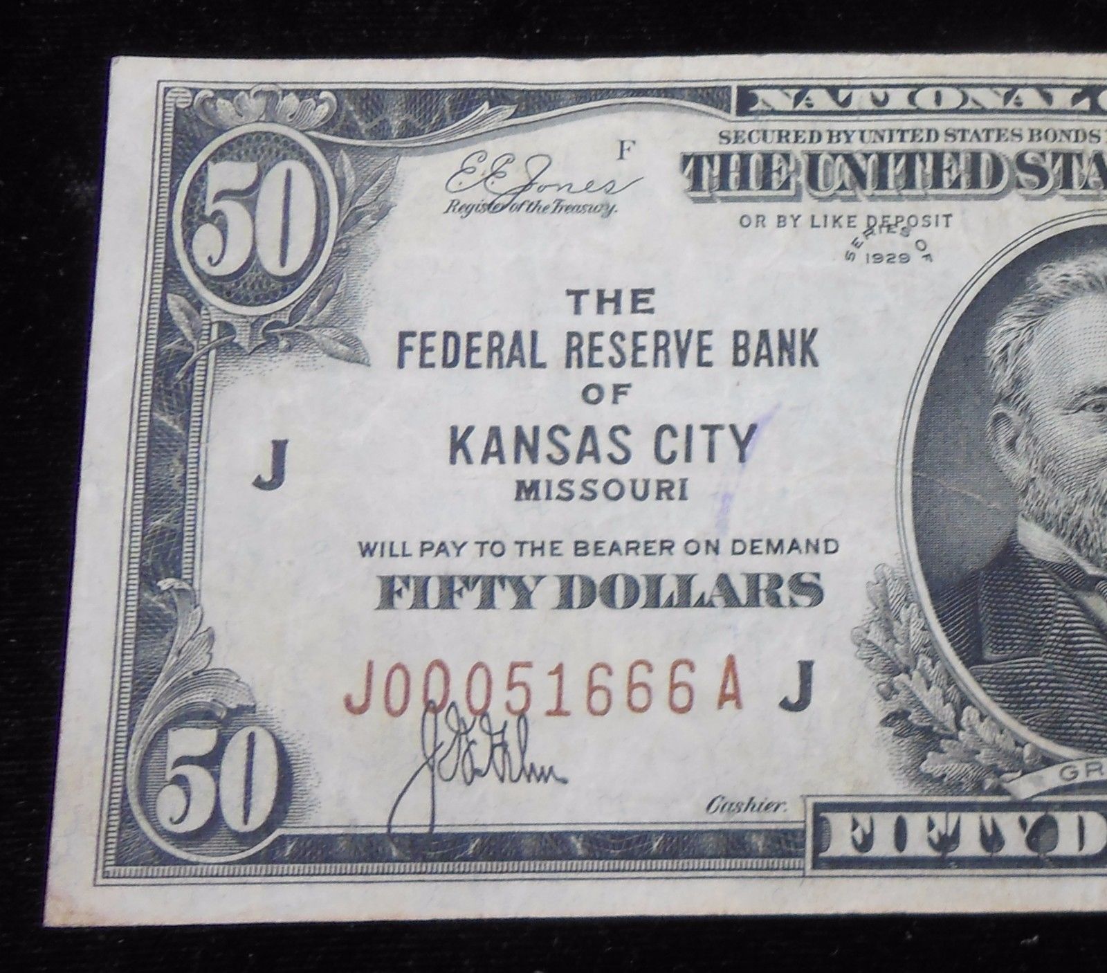 Series 1929 $50 National Currency Kansas City Brown Seal F-1880J