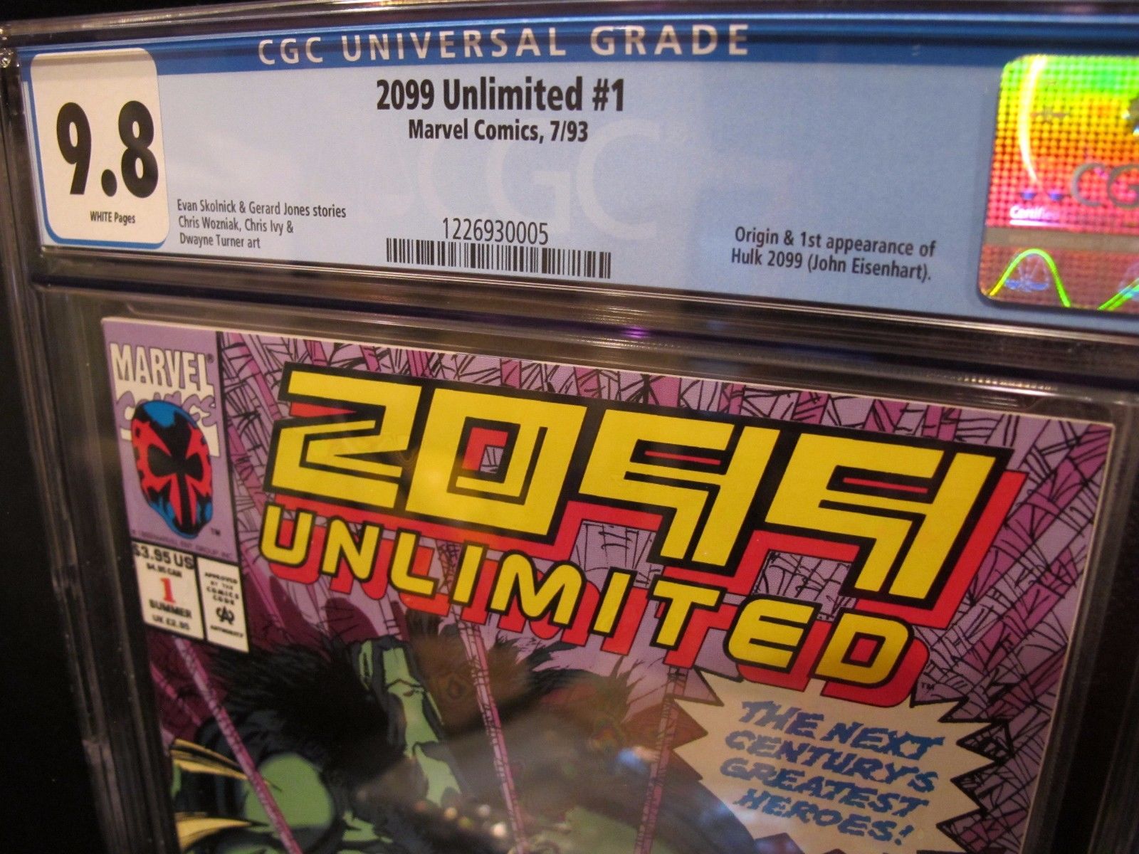 2099 UNLIMITED #1 CGC 9.8 NM WHITE - 1st App Hulk 2099 Marvel Comics Spider-Man