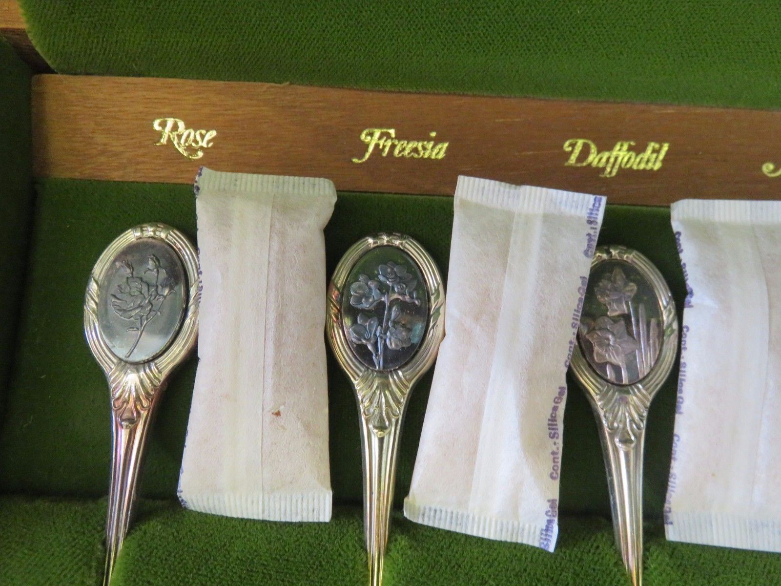 Royal Horticultural Society English Flower Spoons Vintage Sterling Silver Set 12