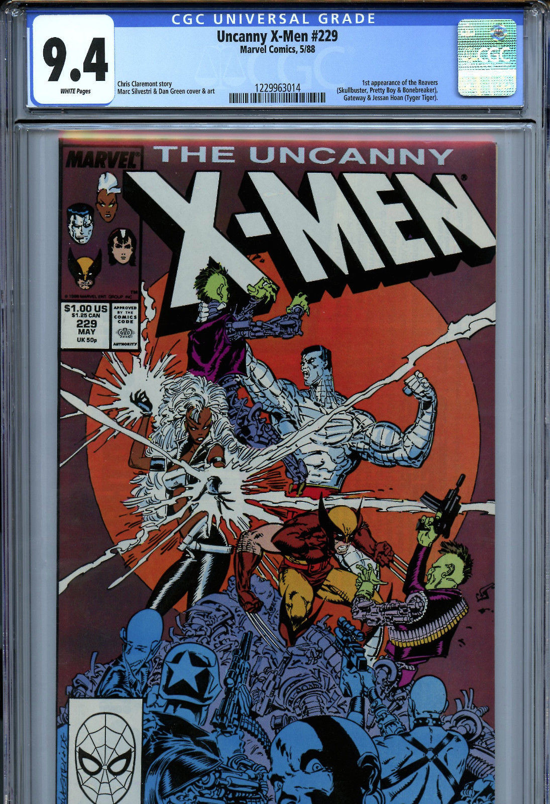 Uncanny X-Men #229 (1988) Marvel CGC 9.4 White 1st Reavers