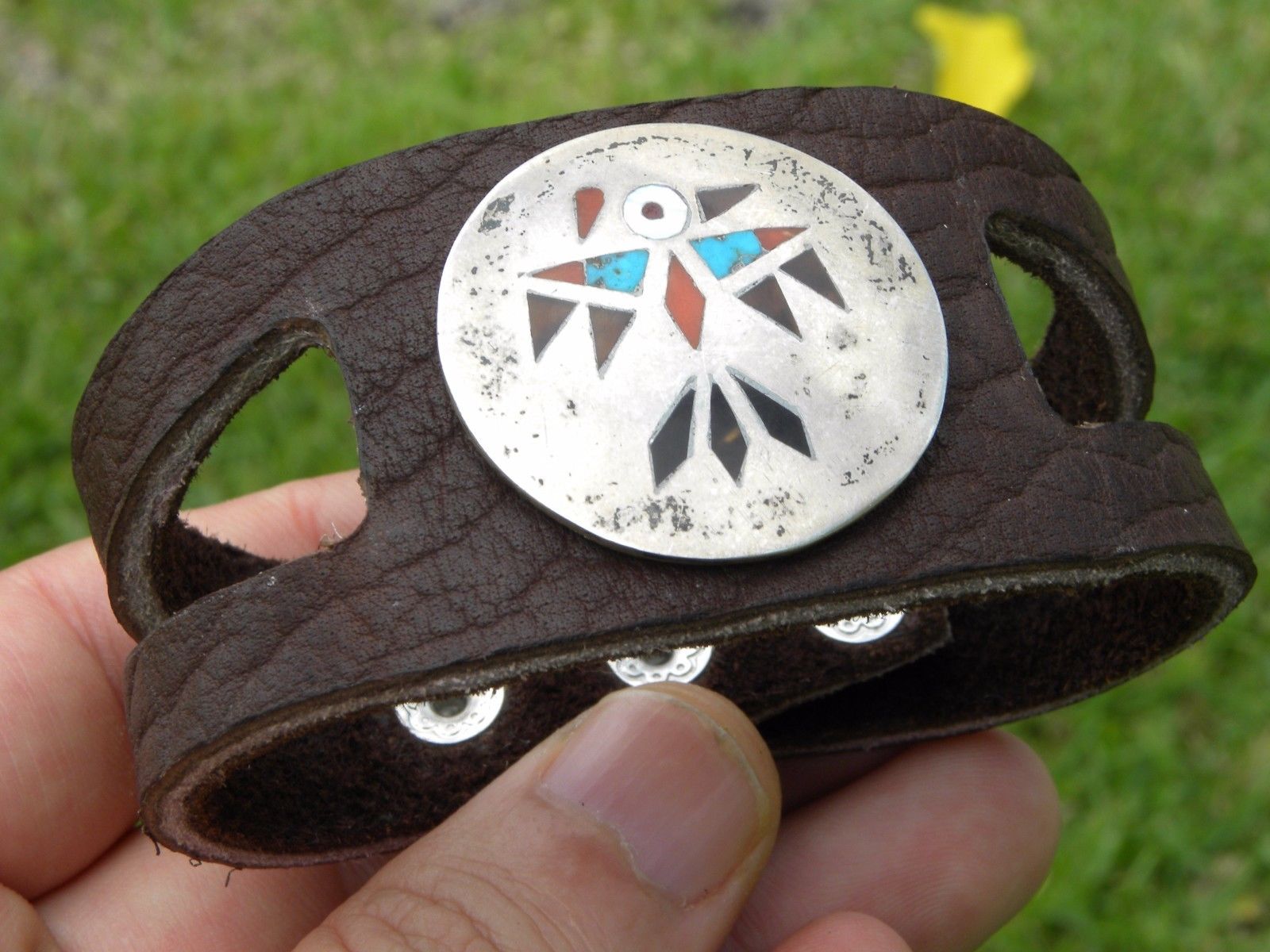 Ketoh Bracelet Vintage Sterling Silver  Native Indian Navajo Hawk  Shield