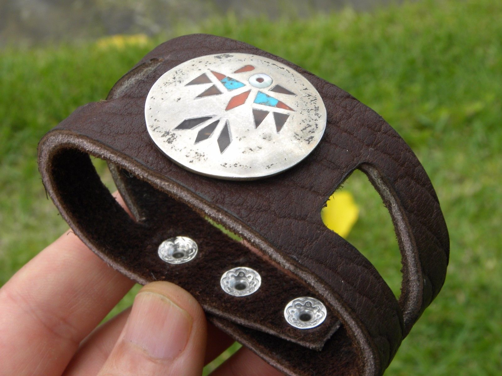 Ketoh Bracelet Vintage Sterling Silver  Native Indian Navajo Hawk  Shield