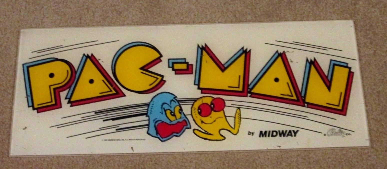 ORIGINAL BALLY MIDWAY PAC-MAN ARCADE GAME MARQUEE SIGN USED 1980