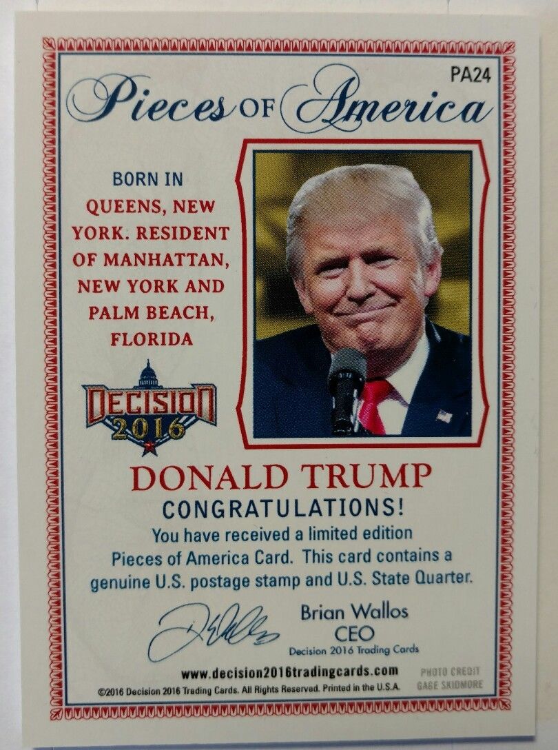 Decision 2016 - Donald Trump - Pieces of America Coin & US Stamp NY POTUS