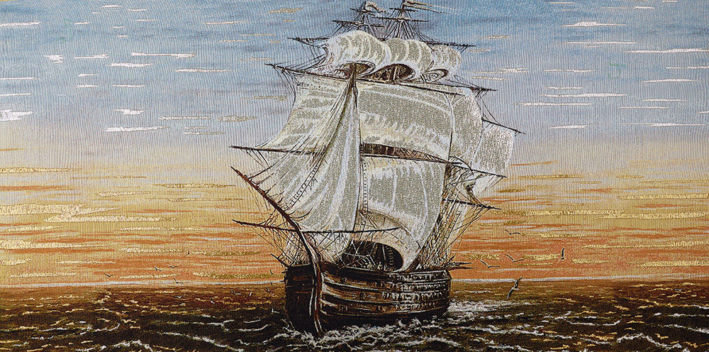 46" TOP QUALITY WALL ART NEEDLEPOINT WOVEN PAINTING TAPESTRY: SAIL ON SEASCAPE