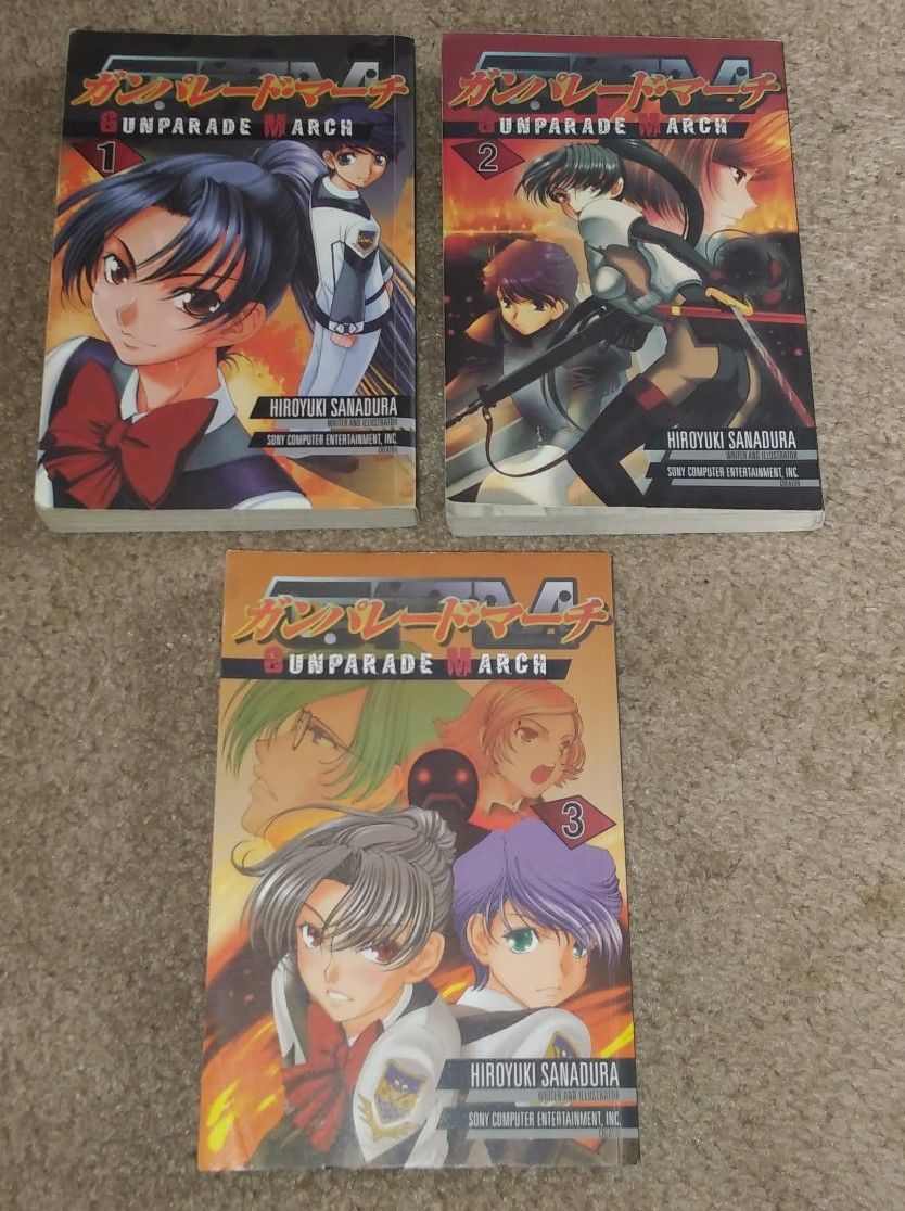 Gunparade March Manga Complete Set - Vol. 1, 2, 3 Collectible