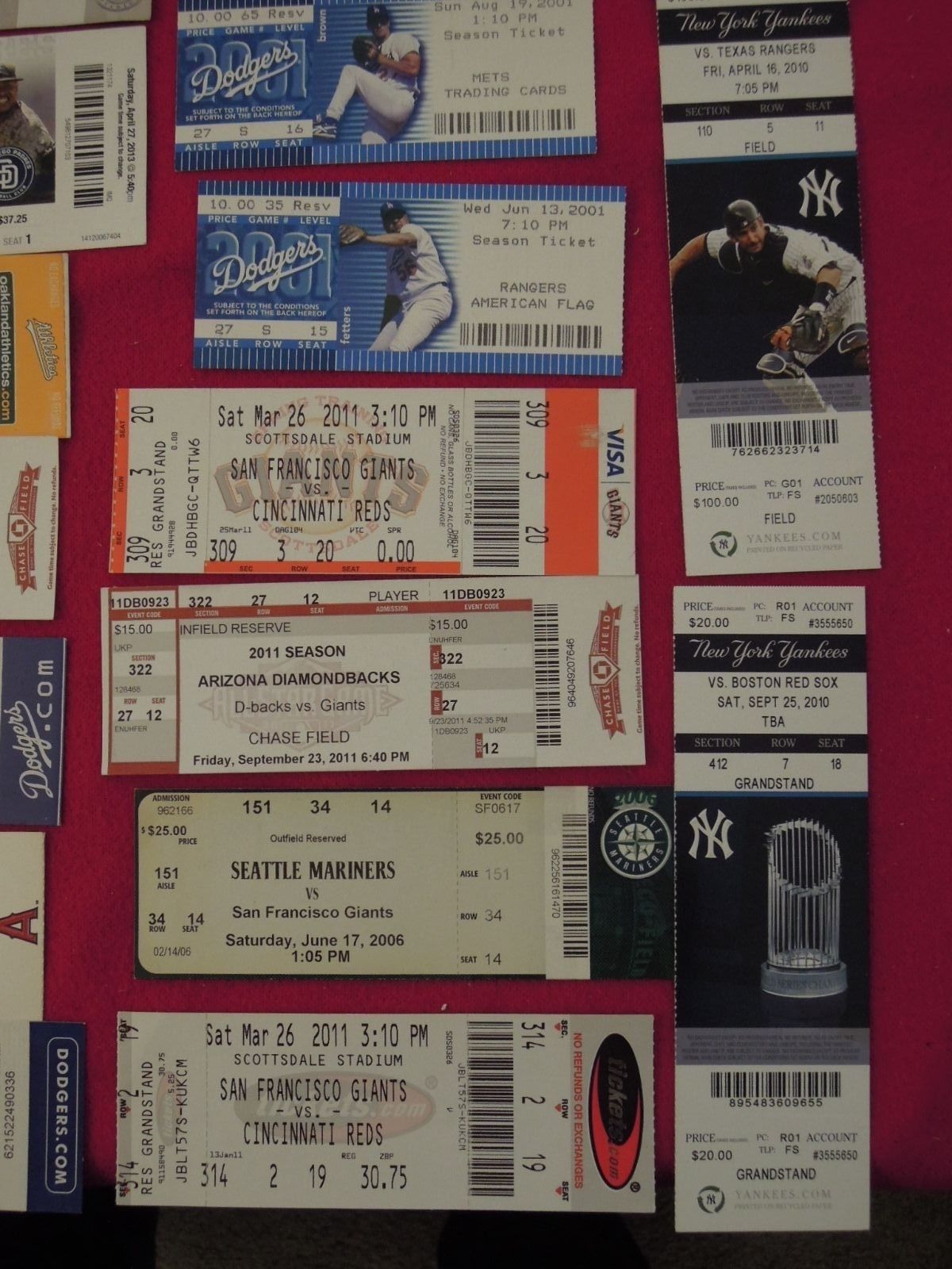 28 PC LOT Major League Baseball Tickets 1998-2015