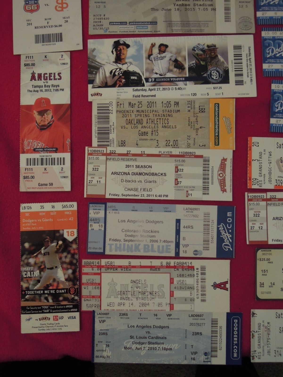 28 PC LOT Major League Baseball Tickets 1998-2015