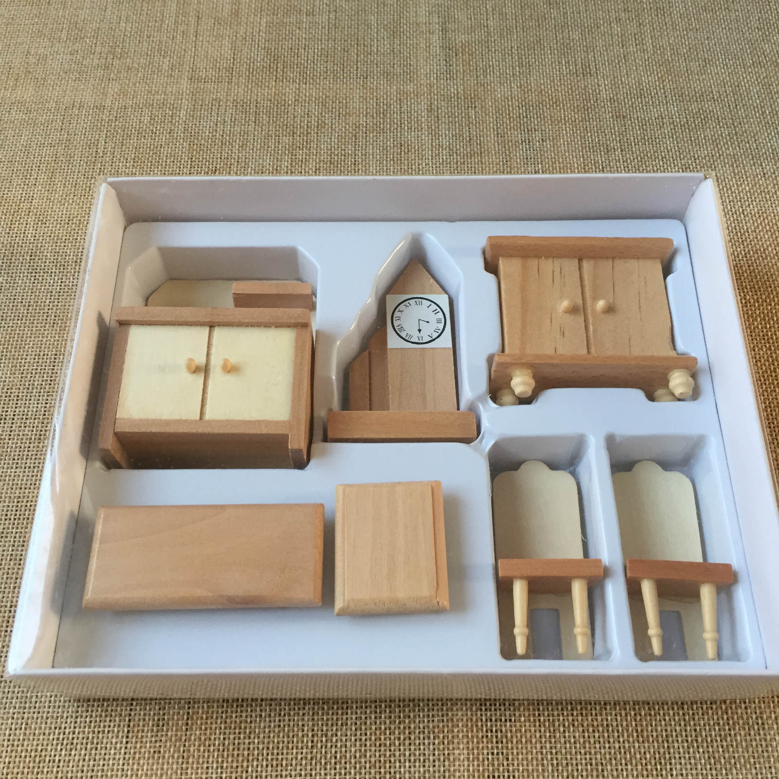 29Pcs Set Dollhouse Miniature Unpainted Wooden Furniture Suite 1/24 Scale Model