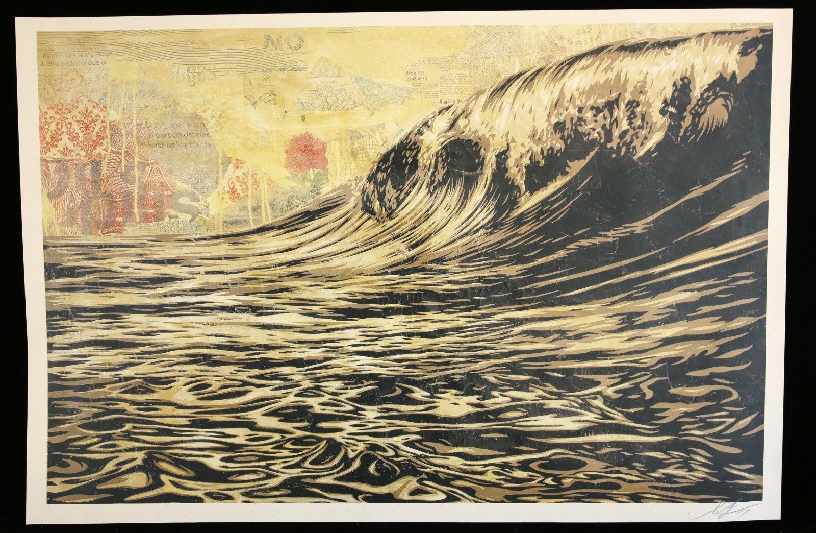 SHEPARD FAIREY Offset Lithograph DARK WAVE COLLAGE Signed OBEY GIANT MINT