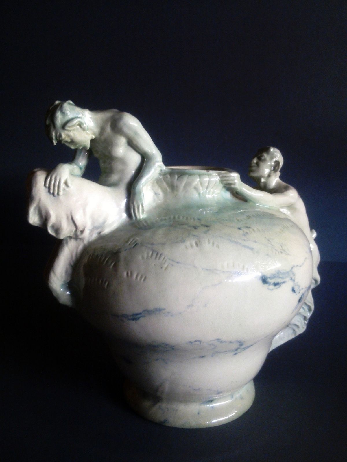 Zsolnay  art nouveau vase with Fauns, designed by Lajos Mack, cca. 1902