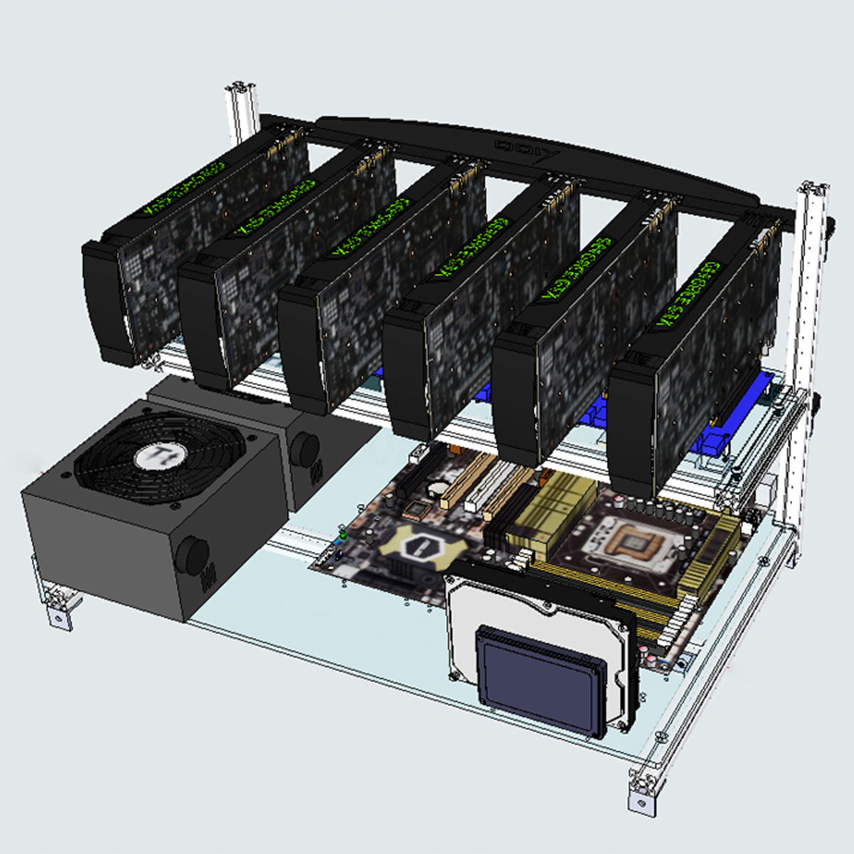 ☆ Open Air Mining Miner Crypto Coin Frame Rig Case For 6 GPU ETH Ethereum ZCash