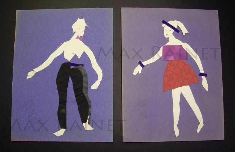 MAX RAINET = ORIGINAL ASSEMBLED COLLAGE = Man + Woman paper puppet ballet dance