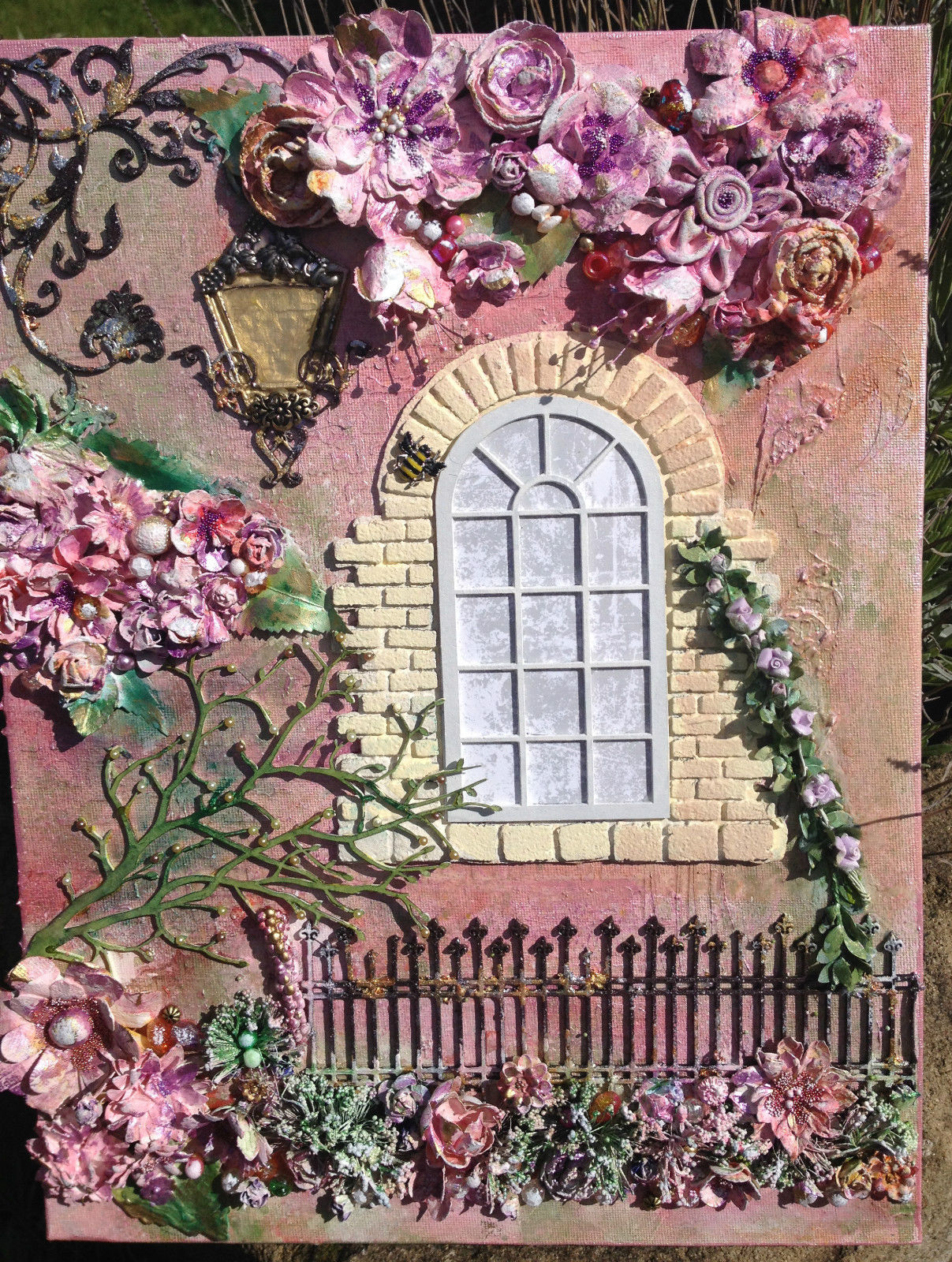 Original, Mixed Media Canvas 'Blossom Nook' -  12" x 16"