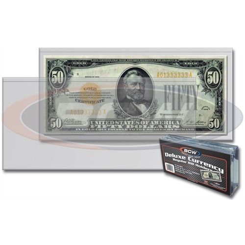 50 Regular Semi Rigid Holders - Sleeve Protectors Dollar Bill Currency Mailer