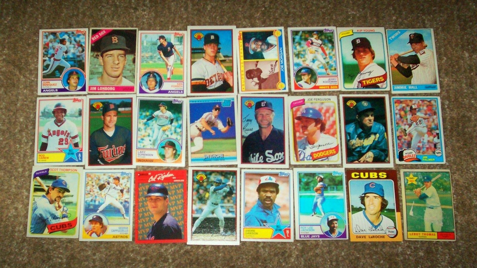 24 VINTAGE BASEBALL CARDS. CAL RIPKEN 1961 ROOKIE TOPPS ANDRE DAWSON ROD CAREW +