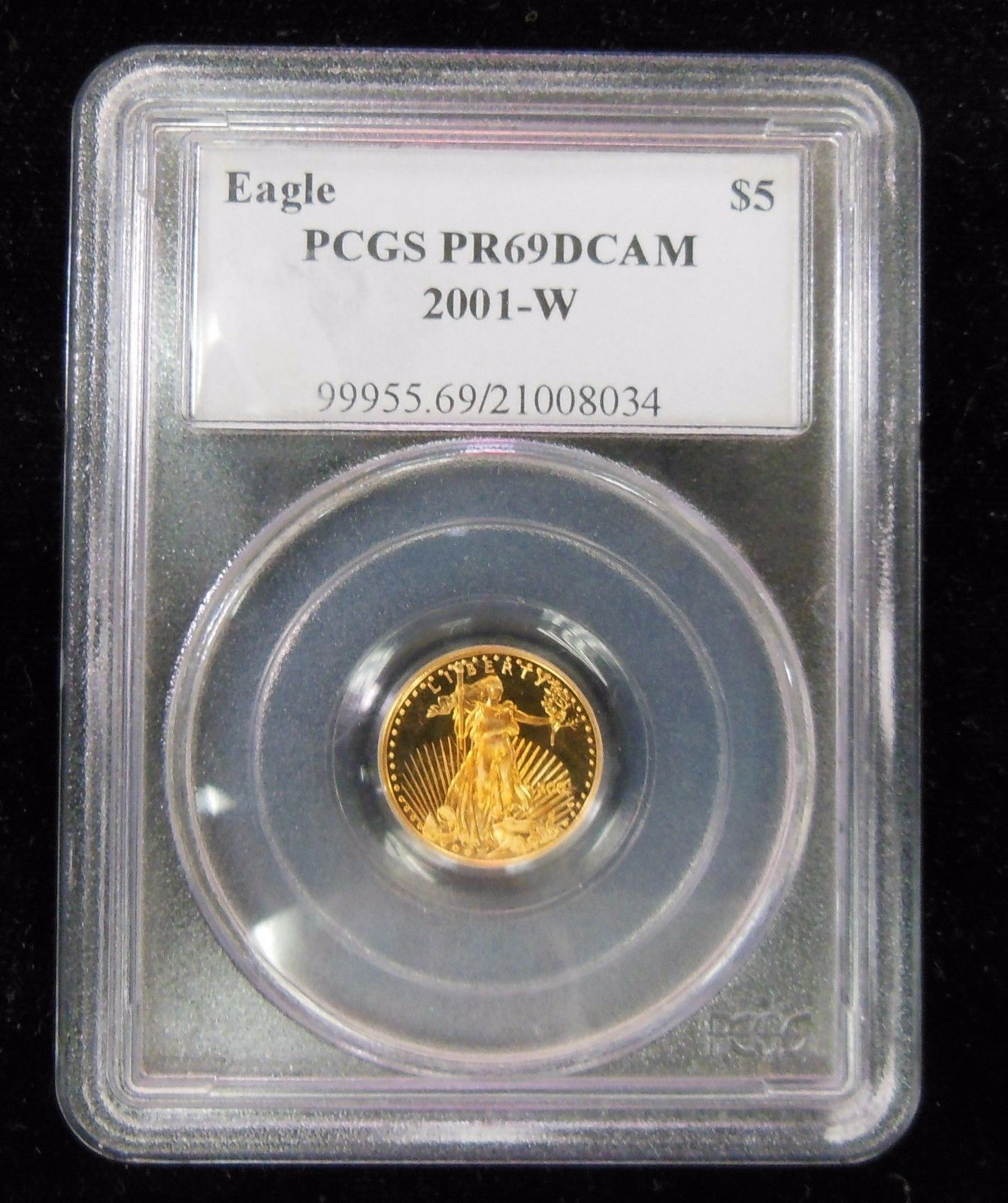 2001-W American Gold Eagle $5 1/10 oz PCGS PR69DCAM