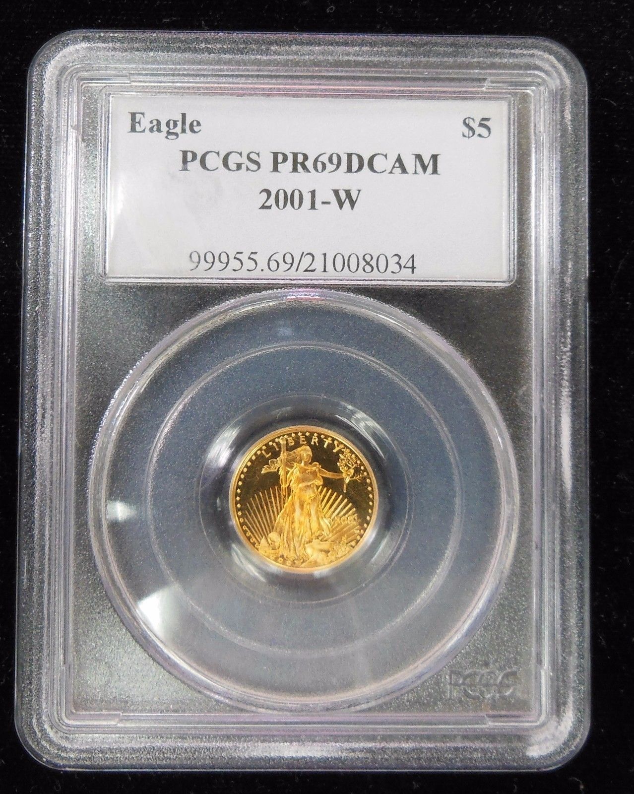 2001-W American Gold Eagle $5 1/10 oz PCGS PR69DCAM