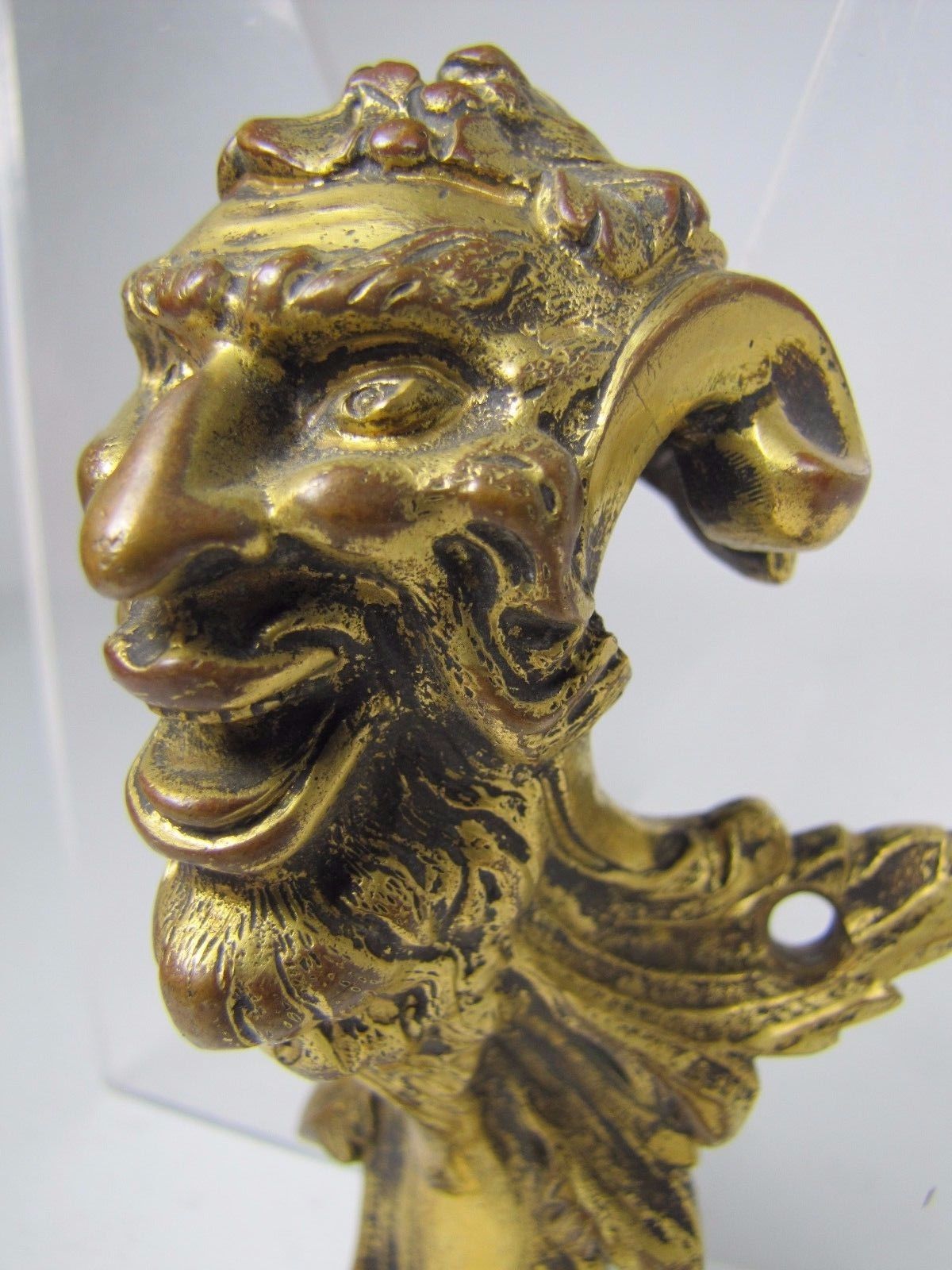 Antique 19c Bronze Devil Demon Decorative Art Ornate Architectural Hardware