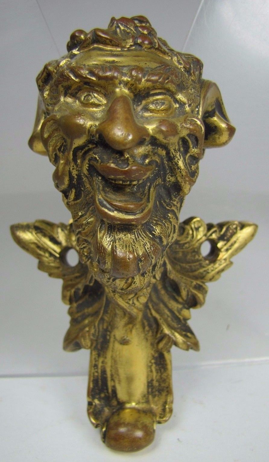 Antique 19c Bronze Devil Demon Decorative Art Ornate Architectural Hardware