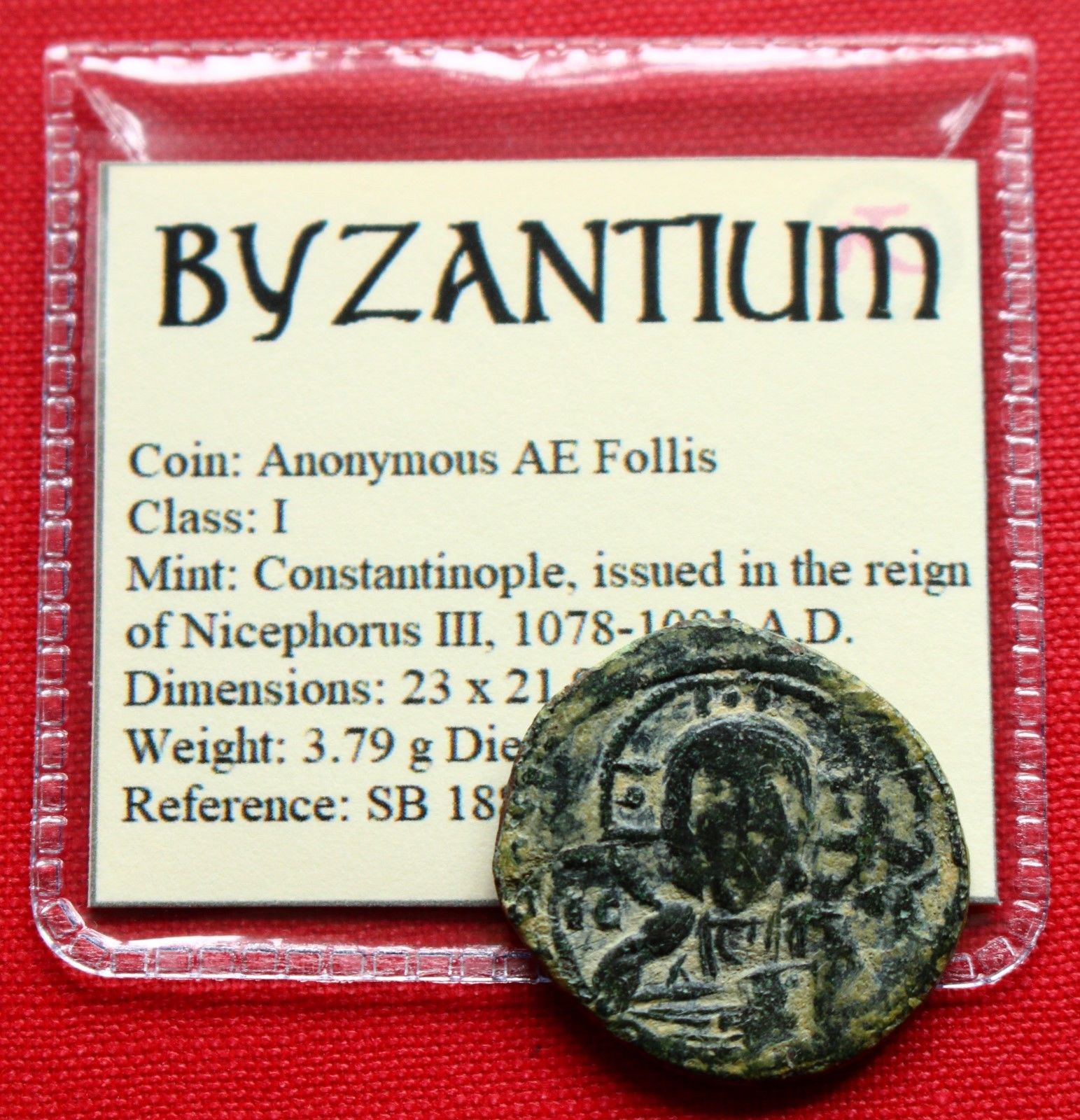 Anonymous AE Follis 3g Christ Cross Nicephorus III 1081AD Byzantine Empire Coin