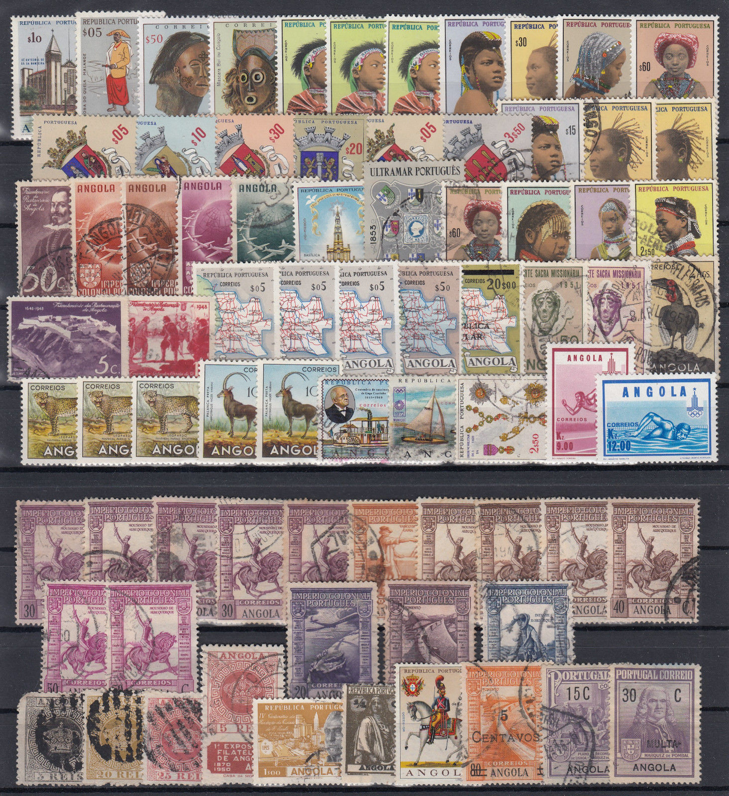 ANGOLA - Portuguese colonies ☀ nice collection / lot of 76 stamps - see SCAN